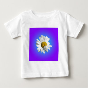 Camiseta De Bebé Flor blanca de margarita floral gradiente azul púr