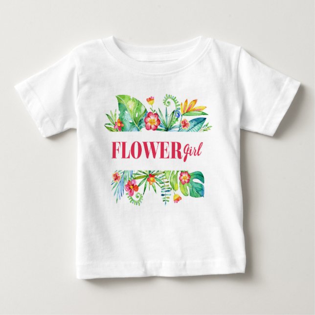 Camiseta De Bebé Flor Chica Acuarela Tropical Destino Boda (Anverso)