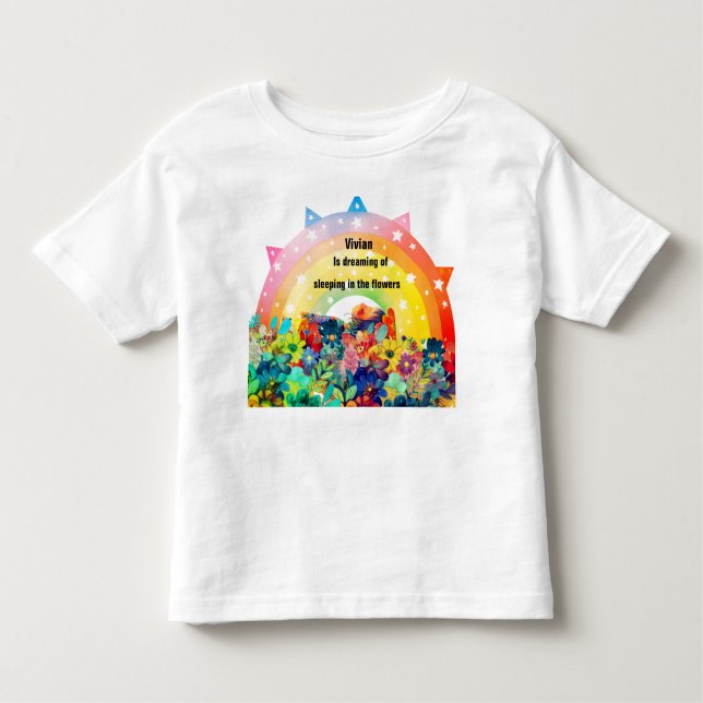 Camiseta De Bebé Flor con nombre personalizado (Anverso)