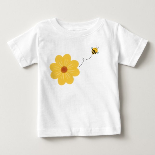 Camiseta De Bebé Flor de abeja amarilla en burbujas (Anverso)