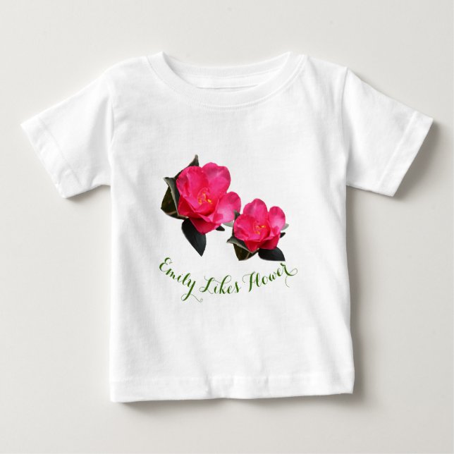 Camiseta De Bebé Flor de camellia rosa bonito. A las niñas pequeñas (Anverso)