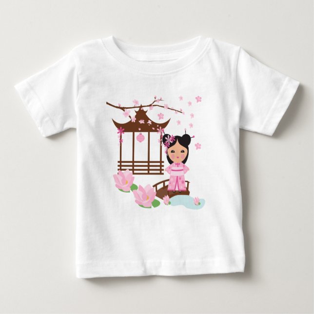 Camiseta De Bebé Flor de cereal sakura - Chica en Japón (Anverso)