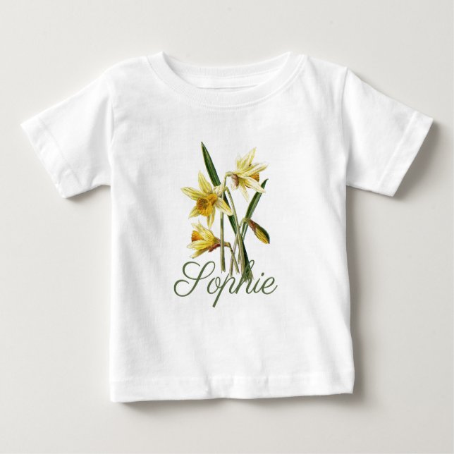 Camiseta De Bebé Flor de Daffodil de época/victoriana personalizada (Anverso)