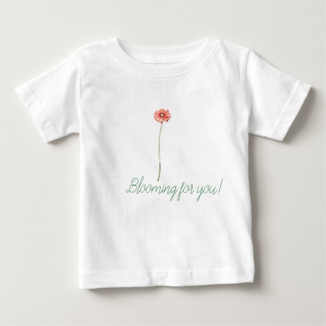 Camiseta De Bebé Flor de Gerbera Roja Pálida (Anverso)