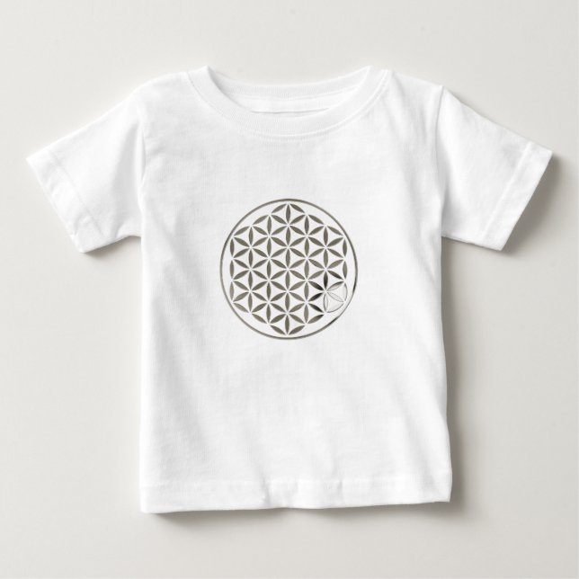 Camiseta De Bebé Flor de la Vida 1 - Estampado en plata (Anverso)