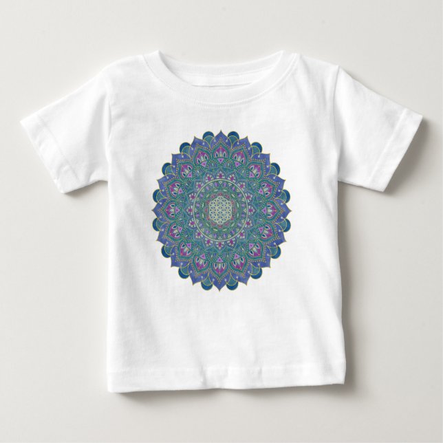 Camiseta De Bebé Flor de la Vida - Mandala Estilo India 1 (Anverso)