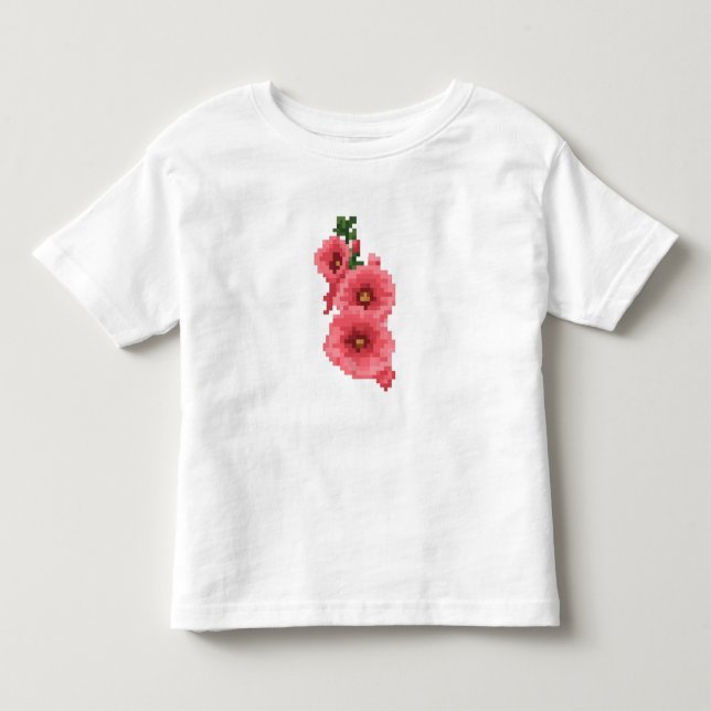 Camiseta De Bebé Flor de Malva Rosa Pixelada (Anverso)