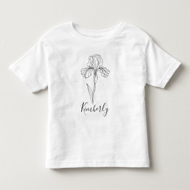 Camiseta De Bebé Flor de nacimiento personalizada de febrero iris (Anverso)