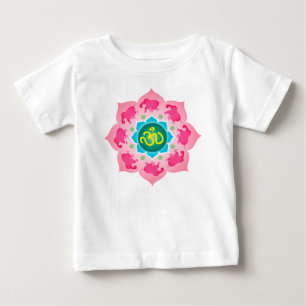 Camiseta De Bebé Flor de Namaste Lotus de los elefantes rosados de