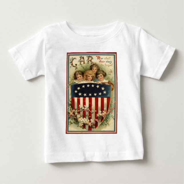 Camiseta De Bebé Flor de niños con pabellón de EE.UU. (Anverso)