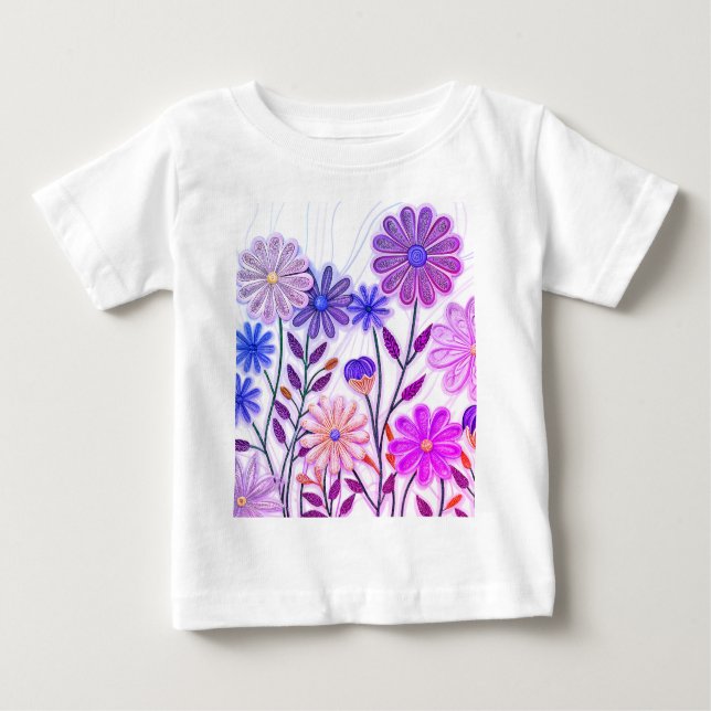 Camiseta De Bebé Flor de papel y hilo: Flor silvestre 3D (Anverso)