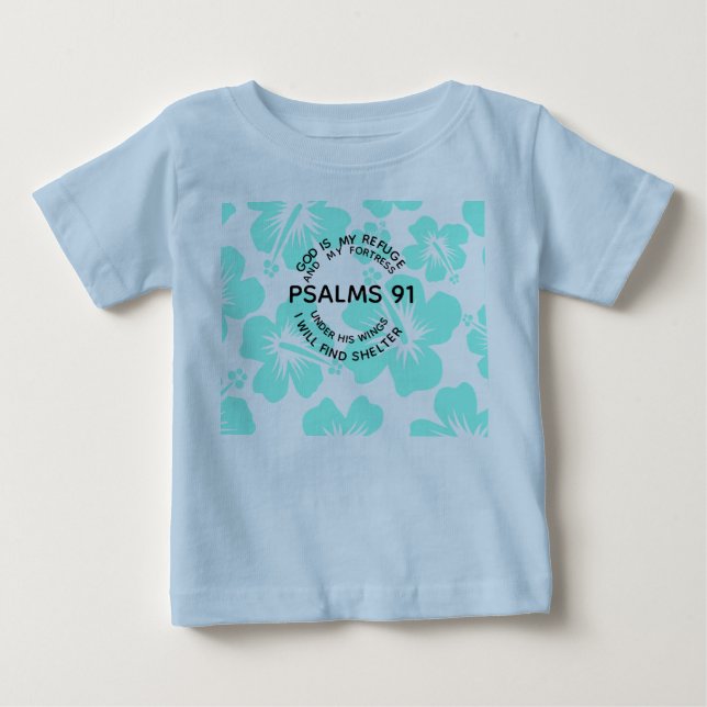 Camiseta De Bebé Flor de salmos 91 de menta (Anverso)