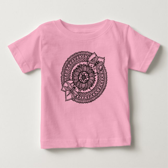 Camiseta De Bebé Flor en mandala (Anverso)