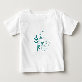Camiseta De Bebé Flor estilizada en azul turquesa