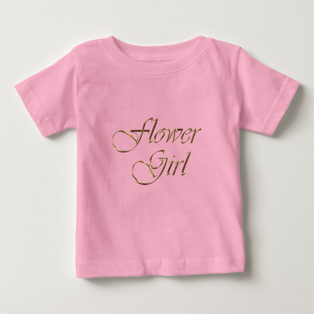 Camiseta De Bebé Flor Guión dorado moda elegante rosa (Anverso)