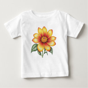Camiseta De Bebé Flor naranja