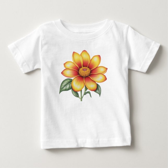 Camiseta De Bebé Flor naranja (Anverso)