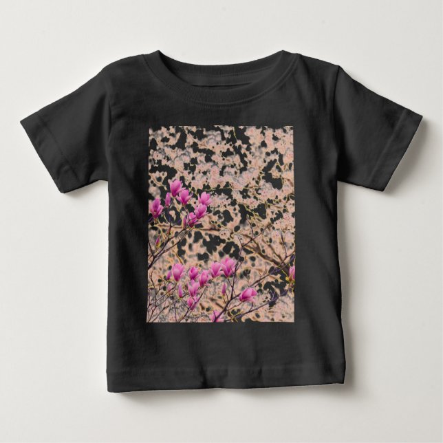 Camiseta De Bebé Flor Primaria de Magnolias Púrpuras y Florecientes (Anverso)