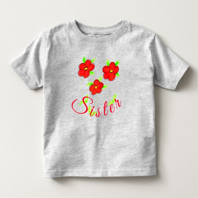 Camiseta De Bebé Flor roja brillante acentuada (Anverso)