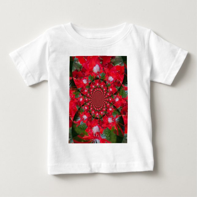 Camiseta De Bebé Flor Roja Natural White Feather kaleidoscope arte (Anverso)