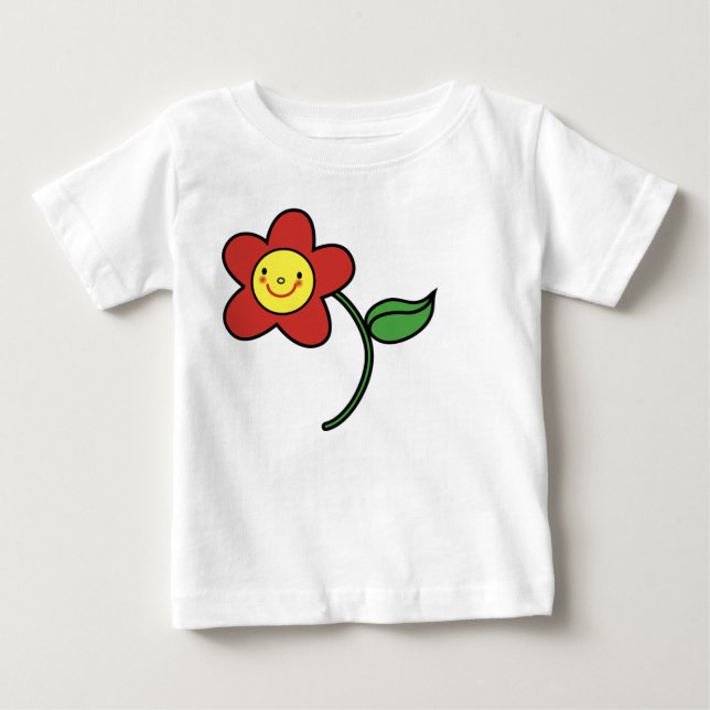 Camiseta De Bebé Flor roja sonriente del KRW (Anverso)