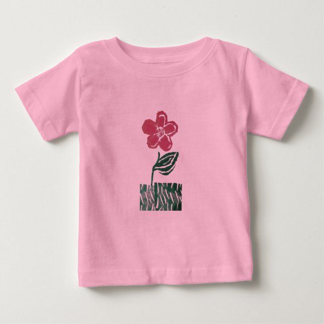 Camiseta De Bebé flor rosa alta (Anverso)
