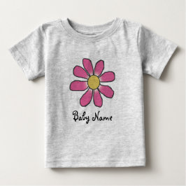 Camiseta De Bebé Flor rosa dulce con nombre de bebé Personalizado