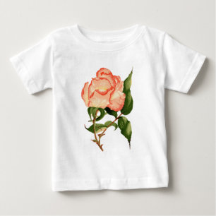 Camiseta De Bebé Flor rosa rosa rosa naranja color agua botánica