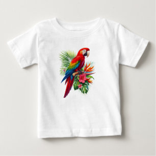 Camiseta De Bebé Flor tropical de macao rojo