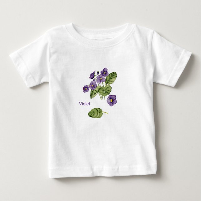 Camiseta De Bebé Flor violeta púrpura acuarela T-Shirt (Anverso)