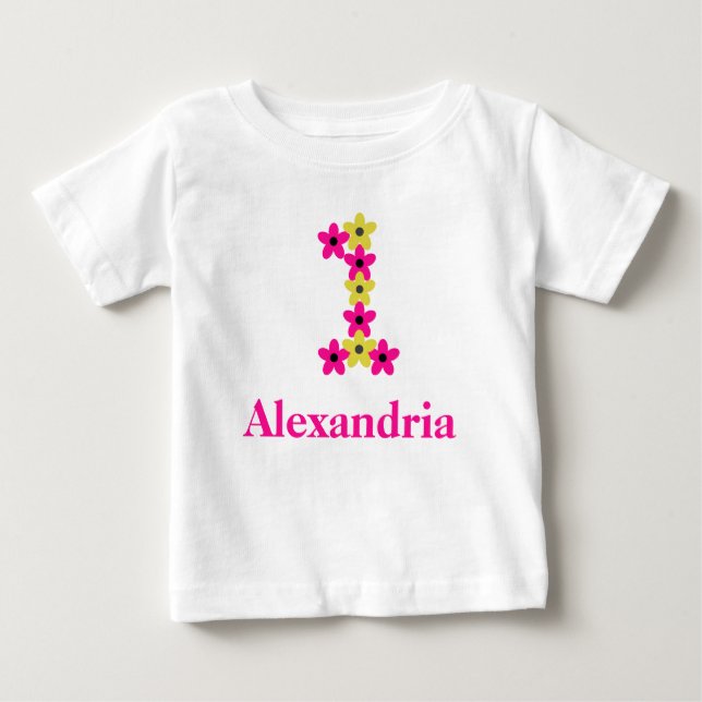Camiseta De Bebé Floral 1er cumpleaños bebé camiseta (Anverso)