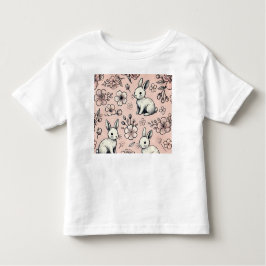 Camiseta De Bebé Floral Bunny Doodle T-Shirt | Primavera suave y ac