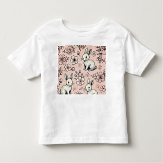 Camiseta De Bebé Floral Bunny Doodle T-Shirt | Primavera suave y ac