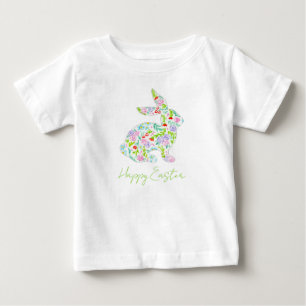 Camiseta De Bebé Floral Bunny HAPPPY EASTER Primavera Colorido Dive