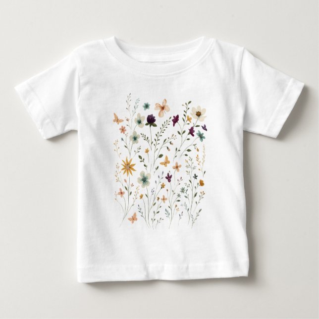 Camiseta De Bebé Floral & Butterfly,  Whimsical Garden-Inspired  (Anverso)