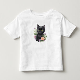 Camiseta De Bebé Floral cúrcuma de gato negro