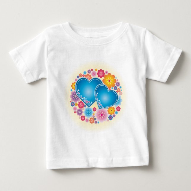 Camiseta De Bebé Floral de Blue Hearts (Anverso)