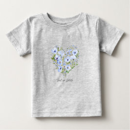 Camiseta de bebé floral de corazón azul