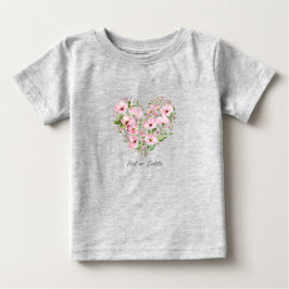Camiseta de bebé floral de corazón rosa