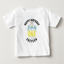 Camiseta De Bebé Floral de mariposa singulares 1º cumpleaños