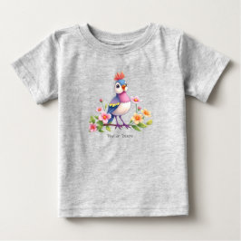 Camiseta de bebé floral de pájaro azul rosa linda