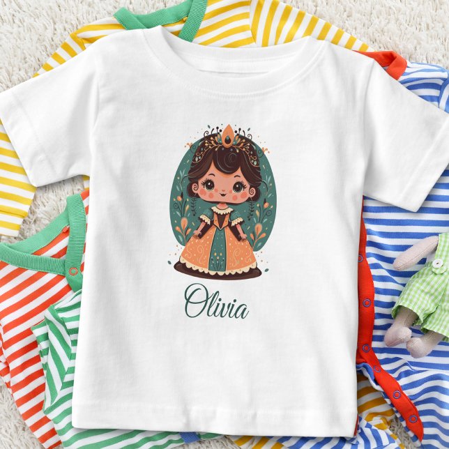 Camiseta De Bebé Floral de princesita pequeña linda personalizada (Subido por el creador)