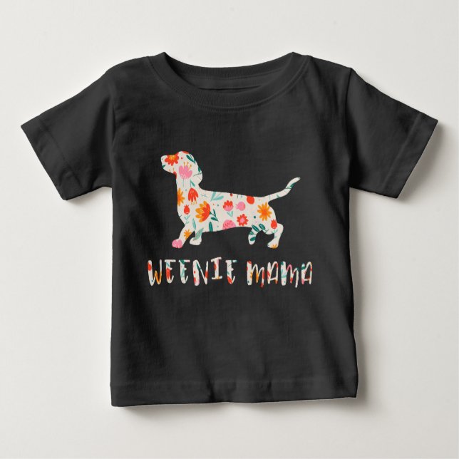 Camiseta De Bebé Floral de Weenie Mama Dachshund (Anverso)