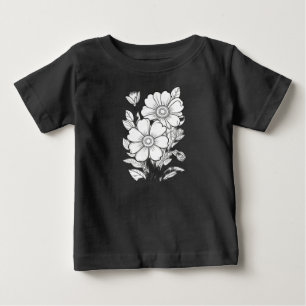 Camiseta De Bebé Floral Delight: Intrincada página de color de las