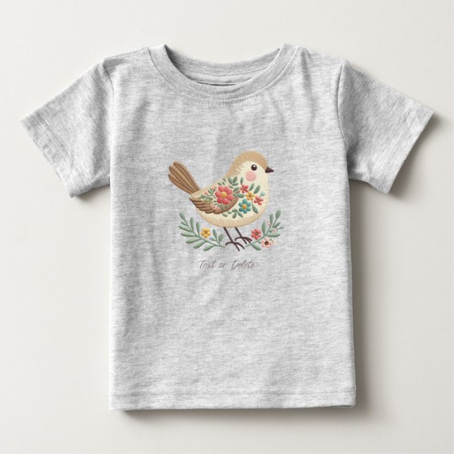 Camiseta de bebé floral dorada Little Bird (Anverso)