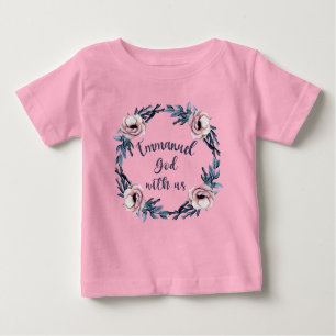 Camiseta De Bebé Floral Emmanuel Dios está con nosotros Religioso