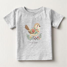 Camiseta de bebé Floral Gold Little Bird