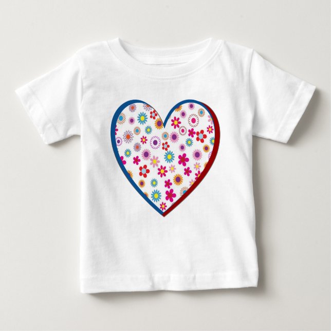 Camiseta De Bebé Floral Heart Toddler Ruffle Vress (Anverso)