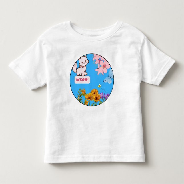 Camiseta De Bebé Floral Kitty Cuteness Baby T-Shirt (Anverso)