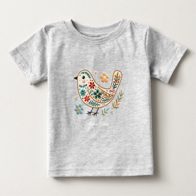 Camiseta de bebé floral Little Bird (Anverso)